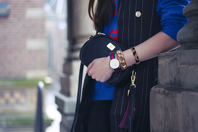 steve madden high heels - missguided pinstripe coat - marc b. handbag - fashion blogger casual outfit